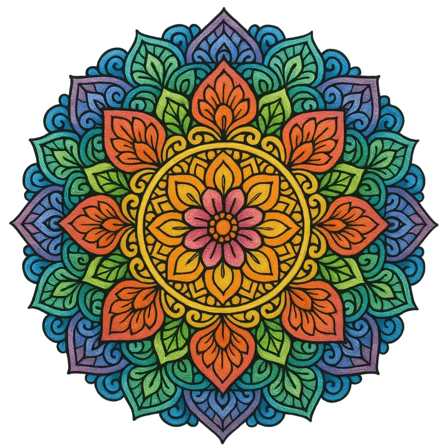 Rainbow Mandala Patterns fun fill color