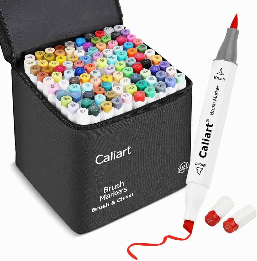 Caliart Brush Markers: Brush and Broad Chisel Tip