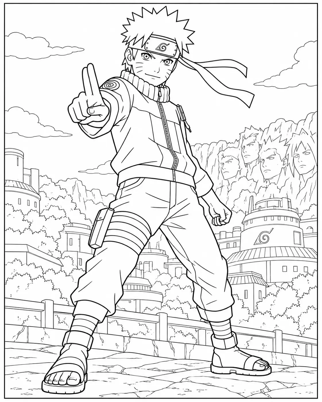 Naruto ninja pose coloring page