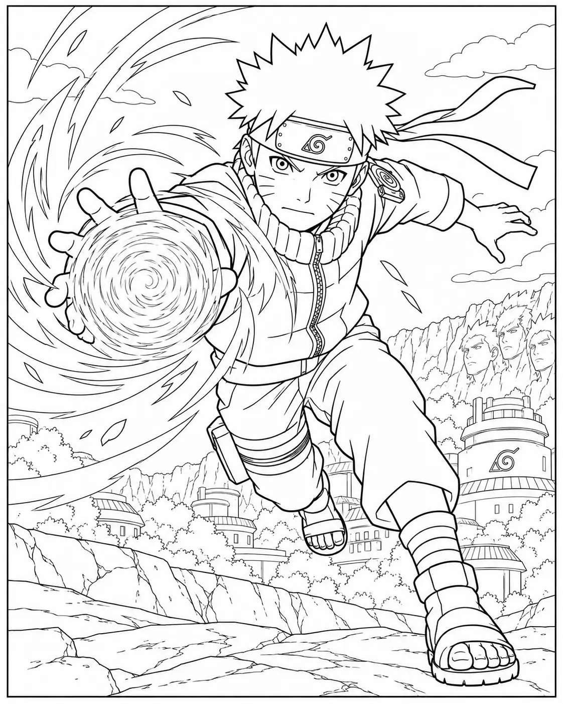 Naruto using Rasengan coloring page