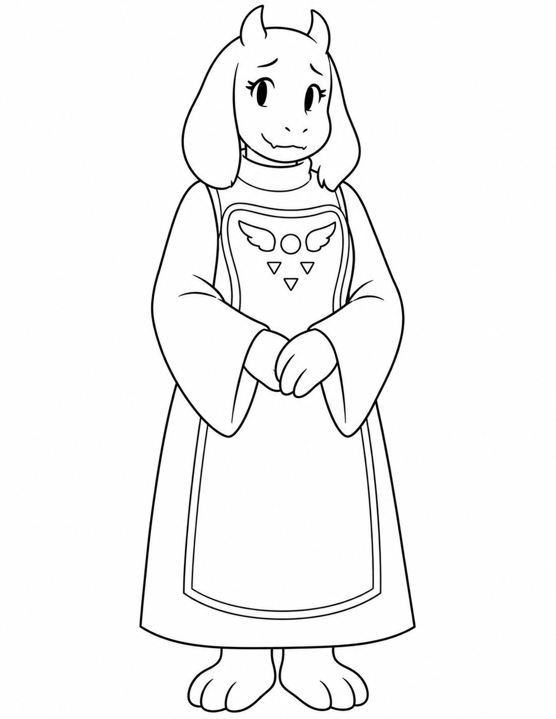 Toriel Undertale coloring page in a long robe