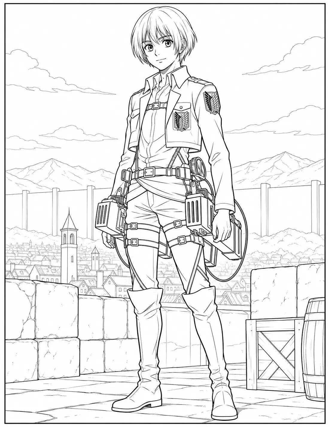 Armin Arlert in Scout gear coloring page
