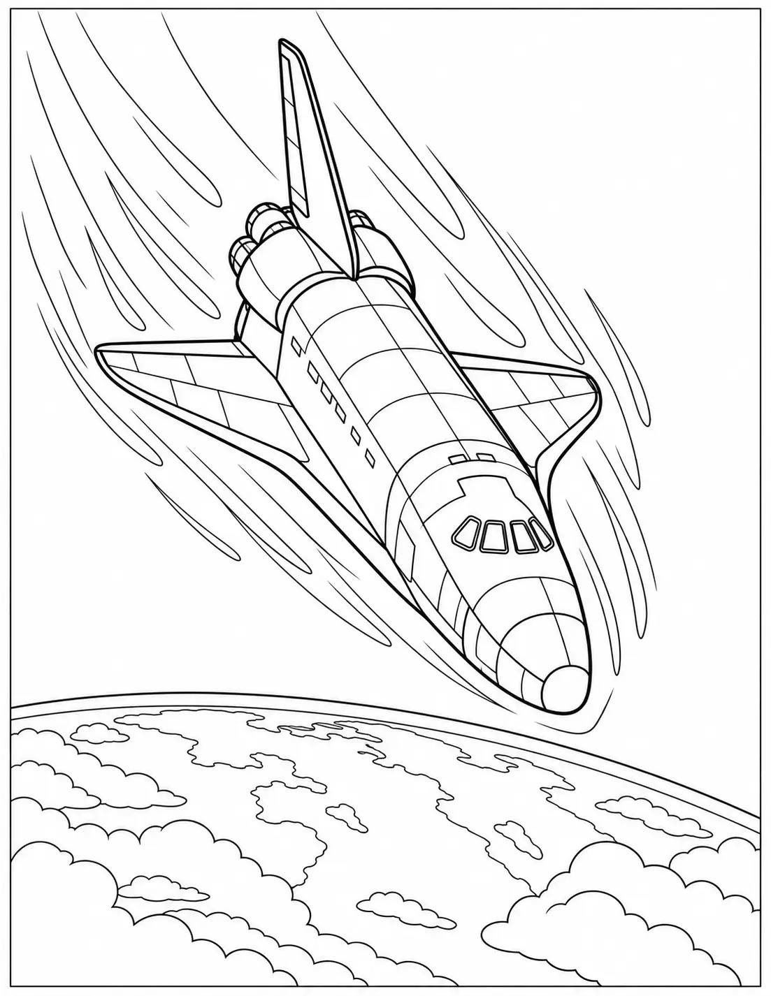 Space shuttle returning to Earth coloring page