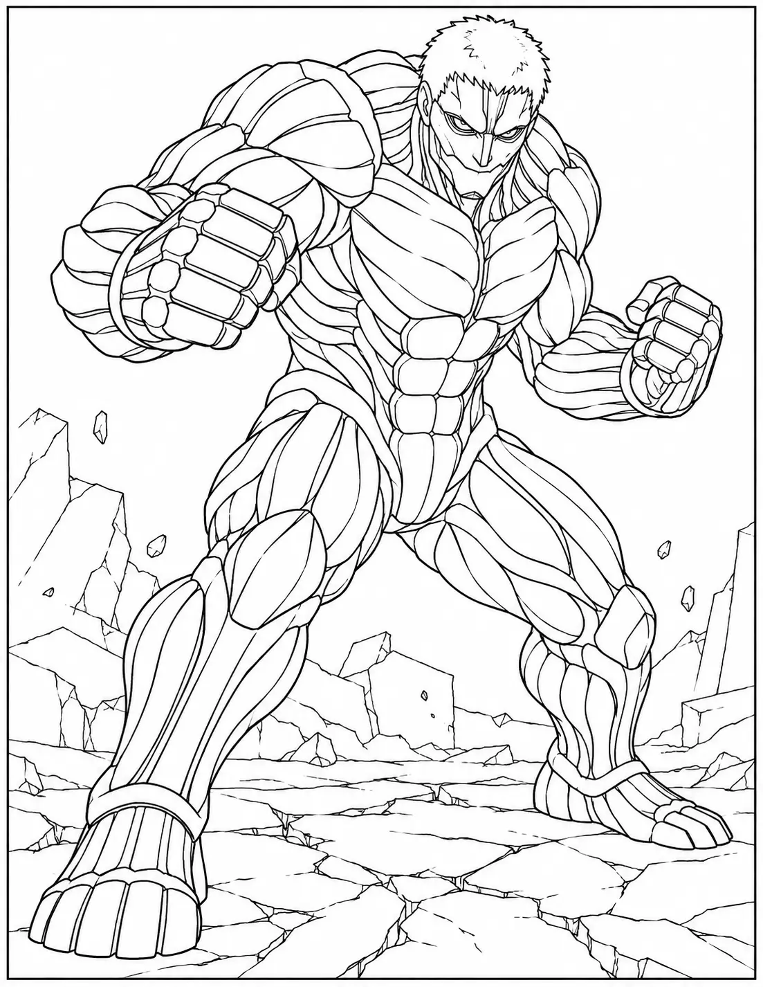 Armored Titan battle pose coloring page