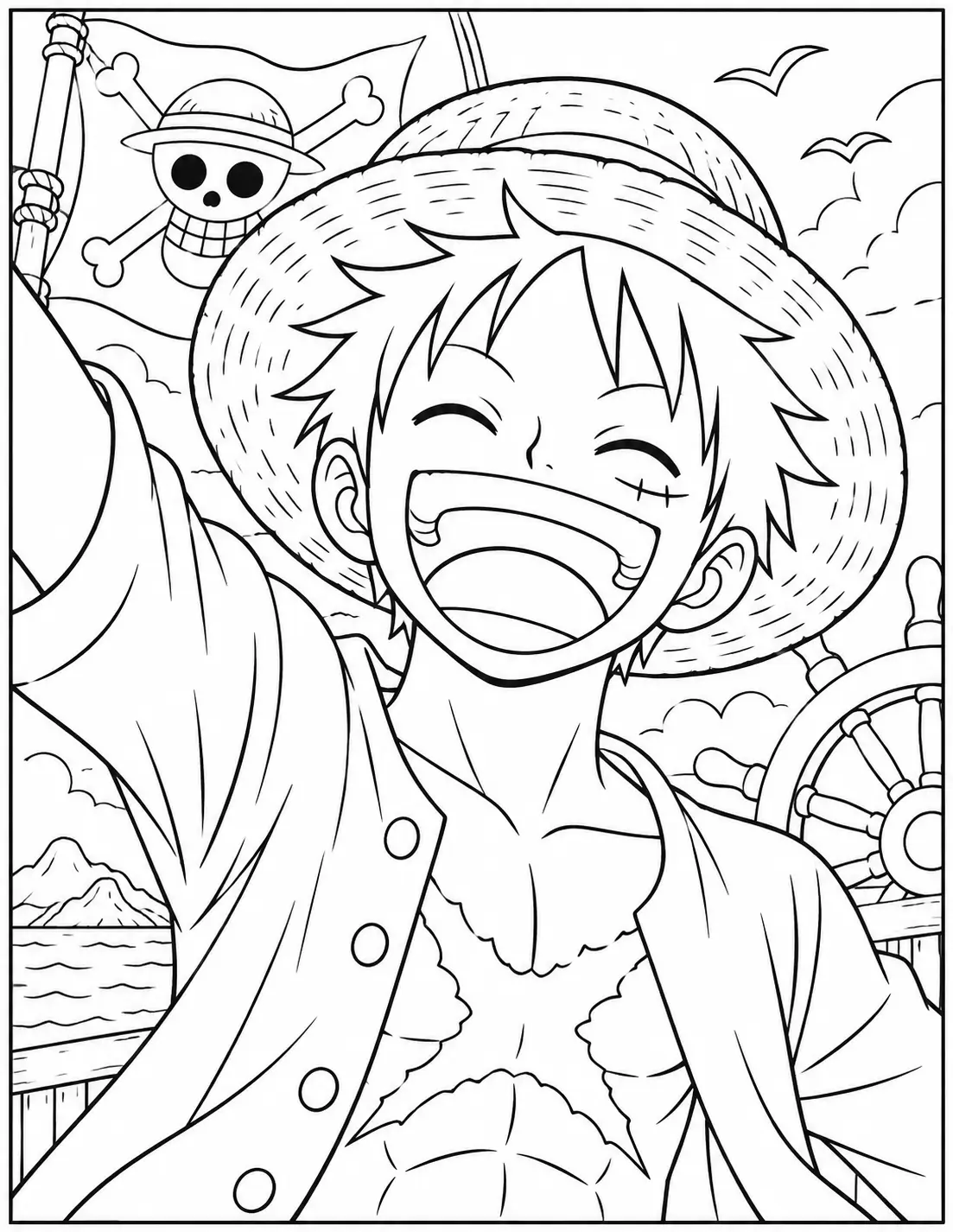 Laughing Monkey D. Luffy coloring page