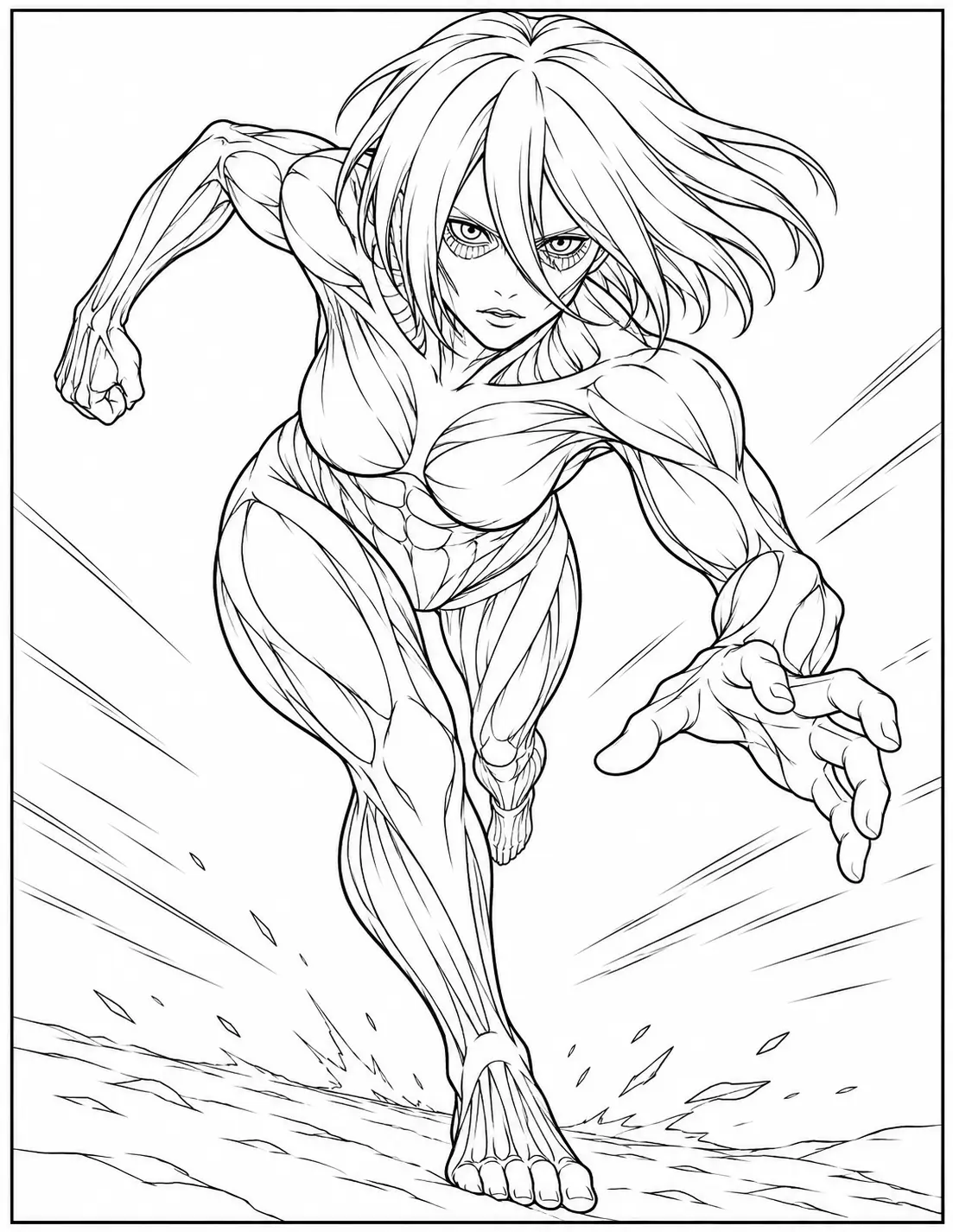 Female Titan running coloring page