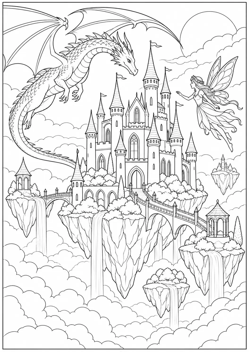 Floating Castle coloring page for adults