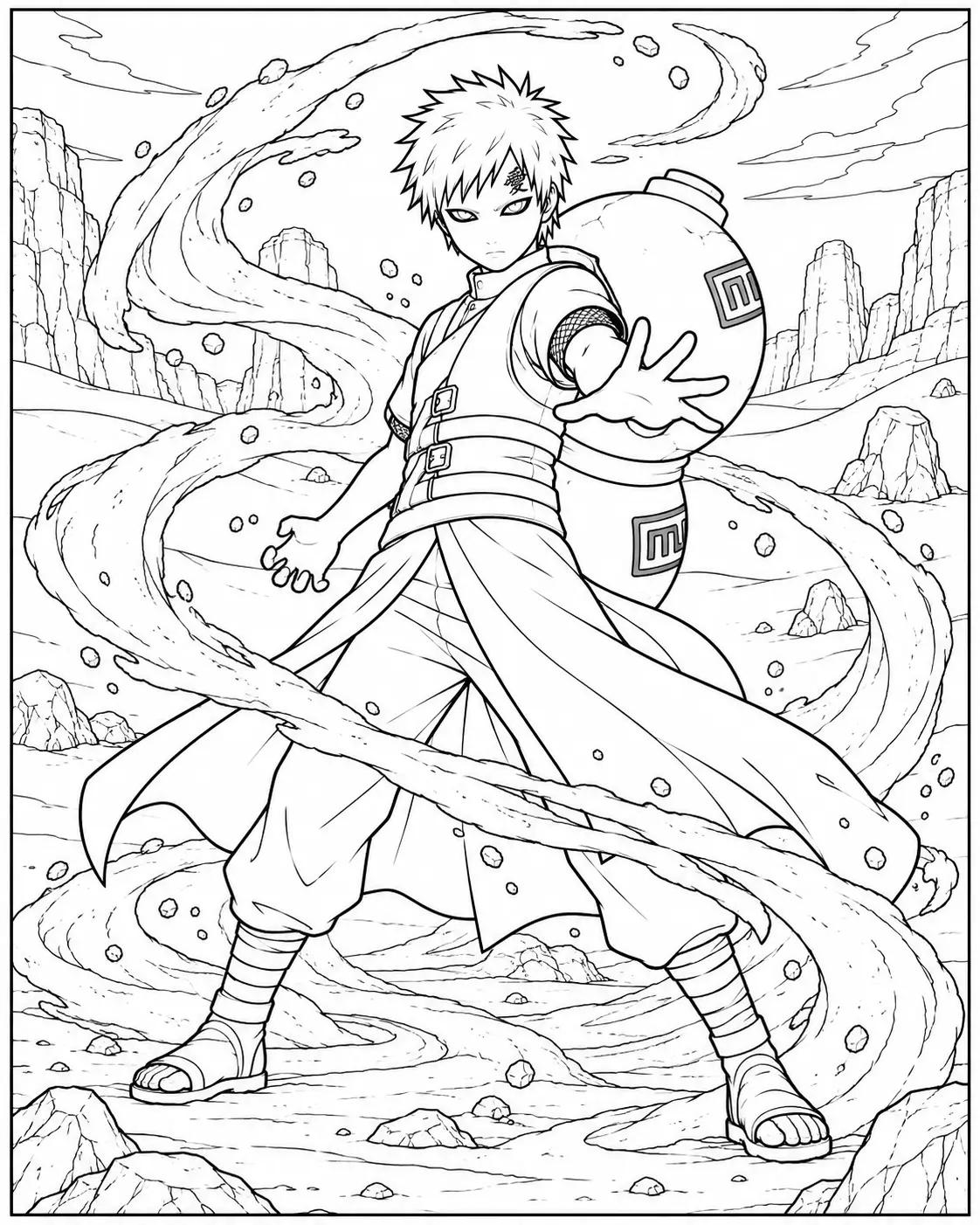 Gaara with sand coloring page
