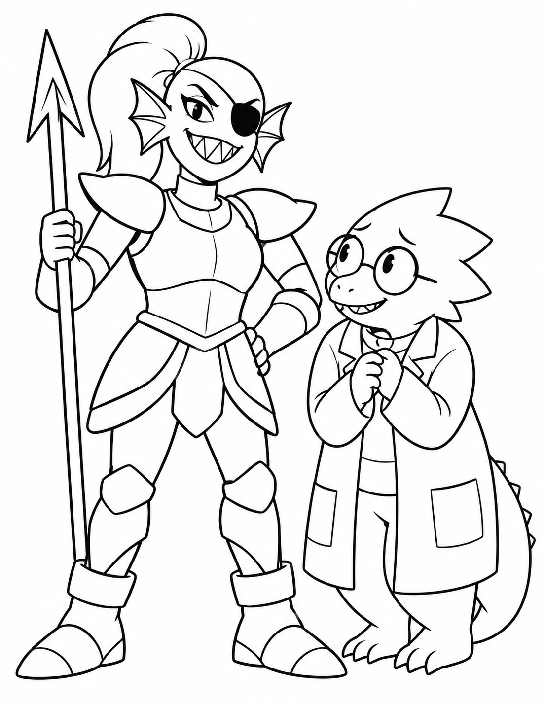 Undyne and Alphys Undertale duo coloring page