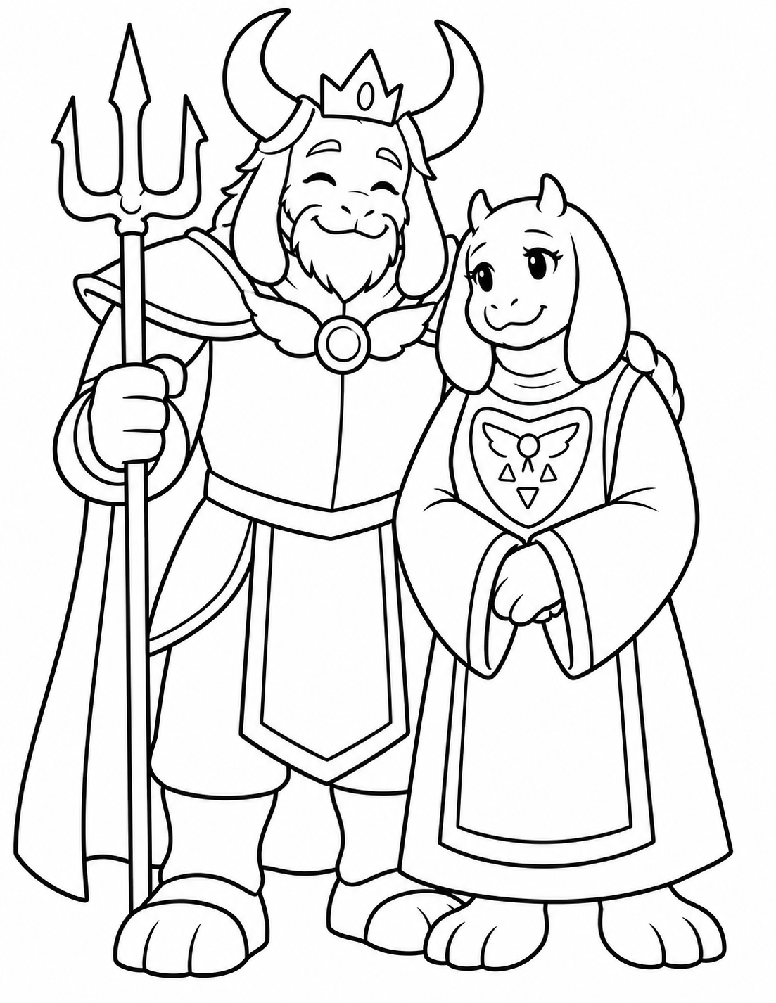 Asgore and Toriel Undertale duo coloring page