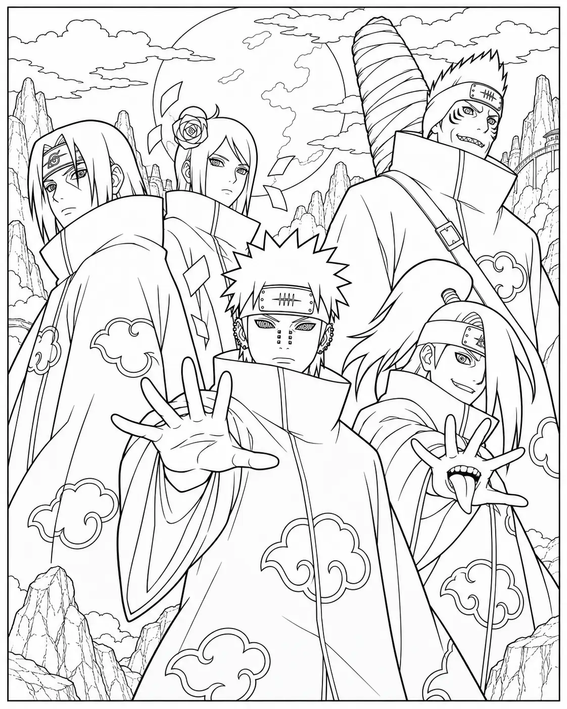 Akatsuki group coloring page