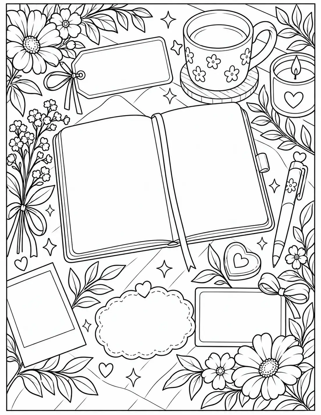 Recovery journal and stationery coloring page