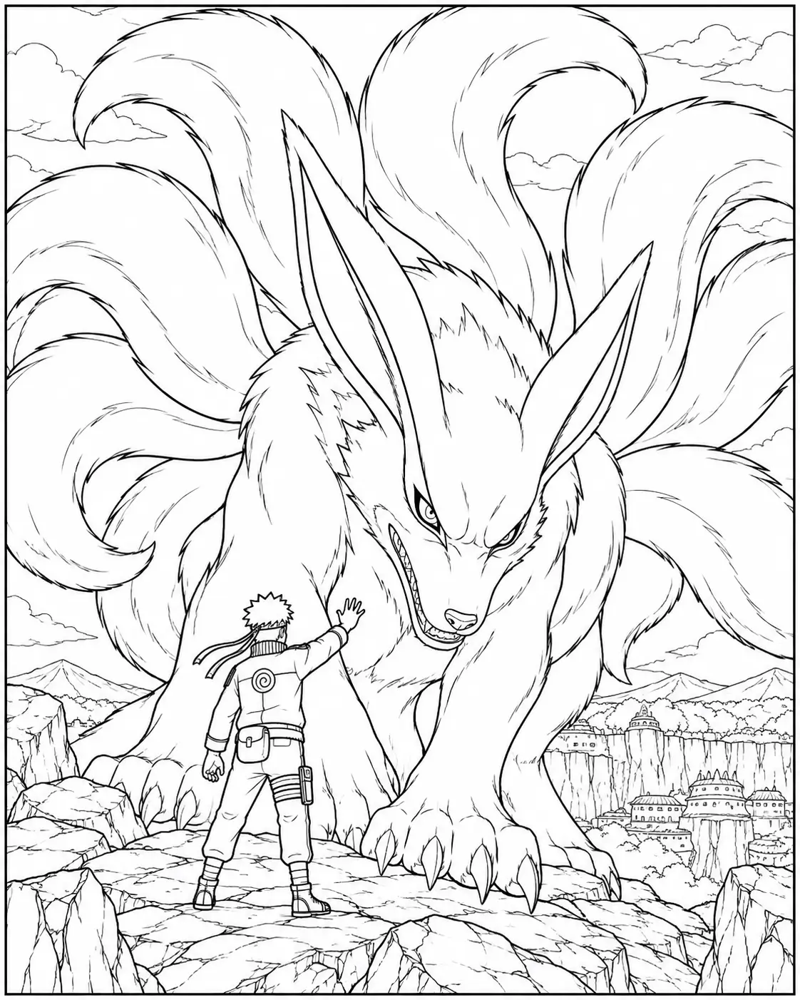 Kurama Nine-Tailed Fox coloring page