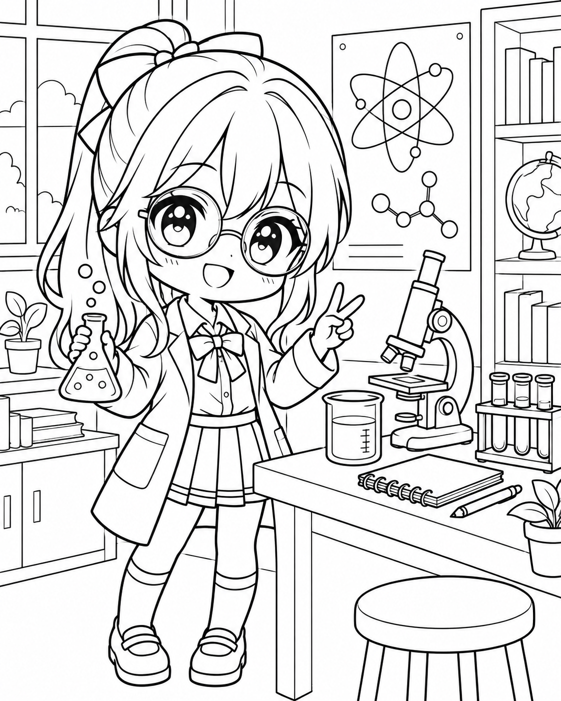 Science Lab Gacha Girl coloring page