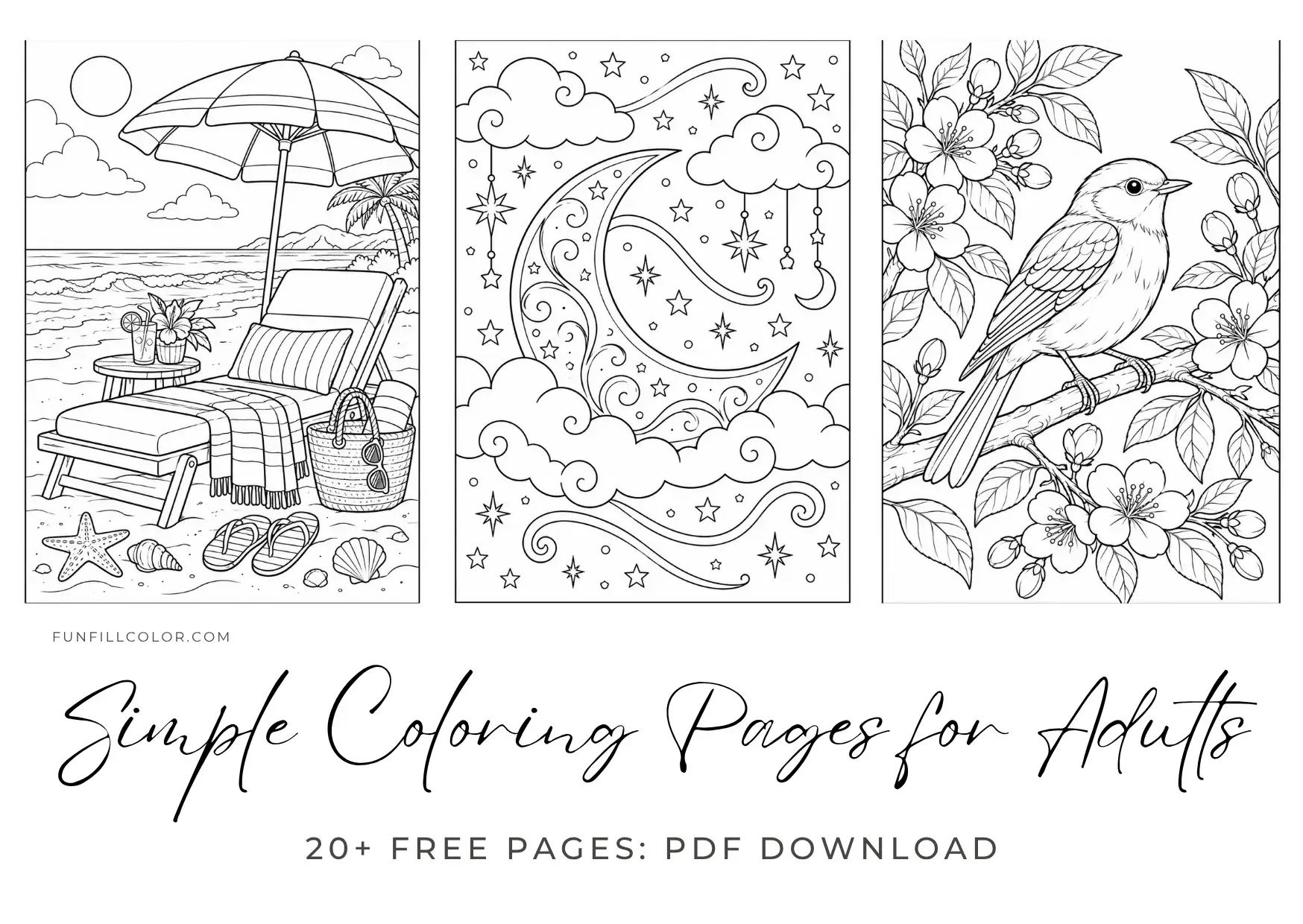 Easy And Simple Coloring Pages For Adults [20 Free Printables]