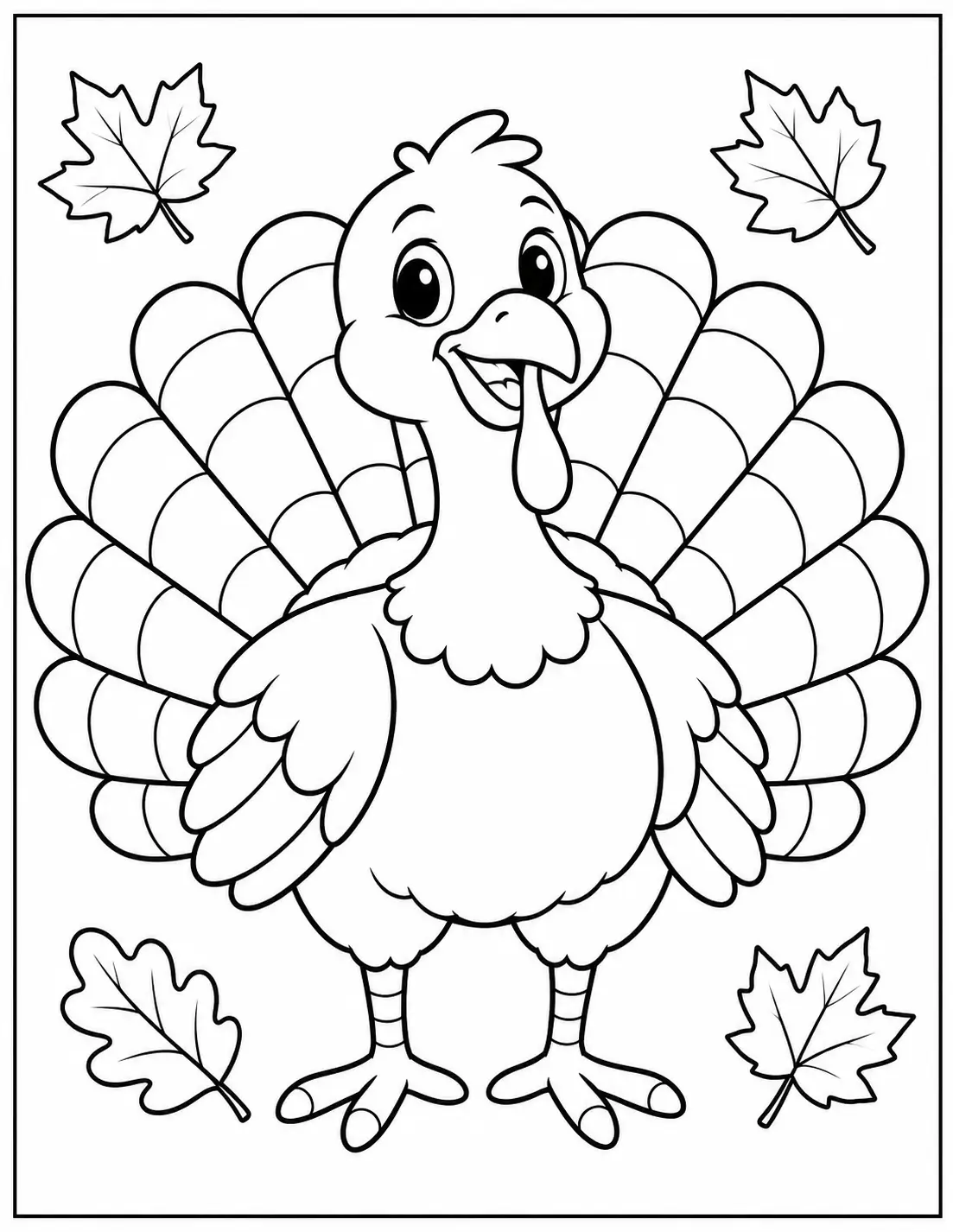 Cute turkey Thanksgiving coloring page