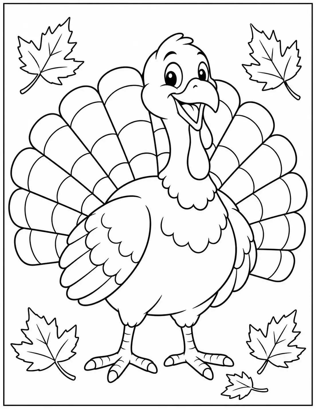 Happy Thanksgiving turkey coloring page