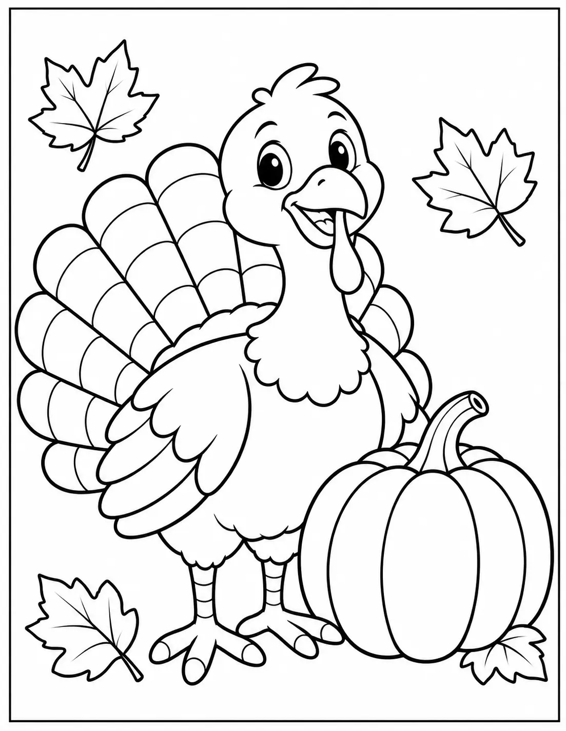 Turkey with pumpkin Thanksgiving coloring page