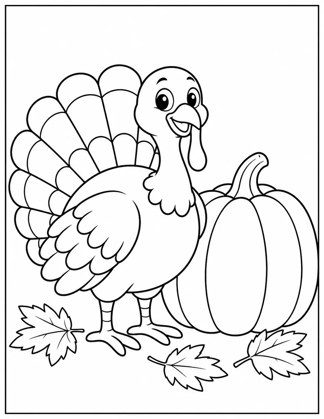Turkey with pumpkin coloring page