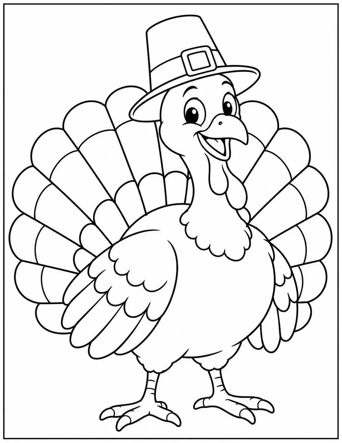 Turkey wearing a pilgrim hat coloring page