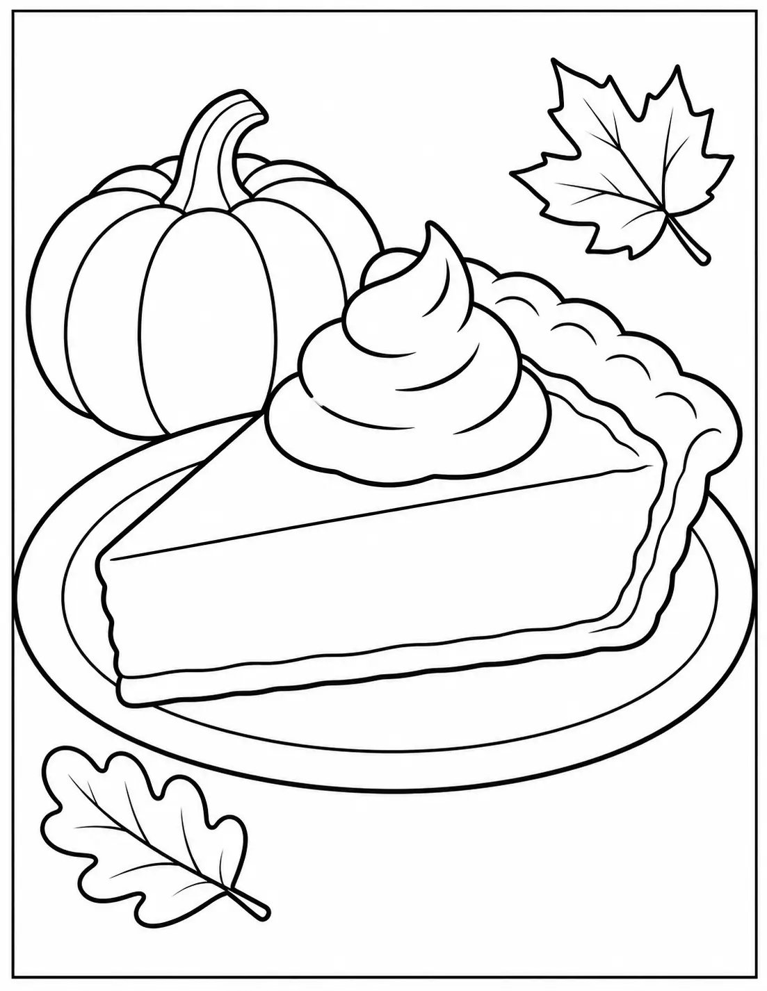 Pumpkin pie Thanksgiving coloring page