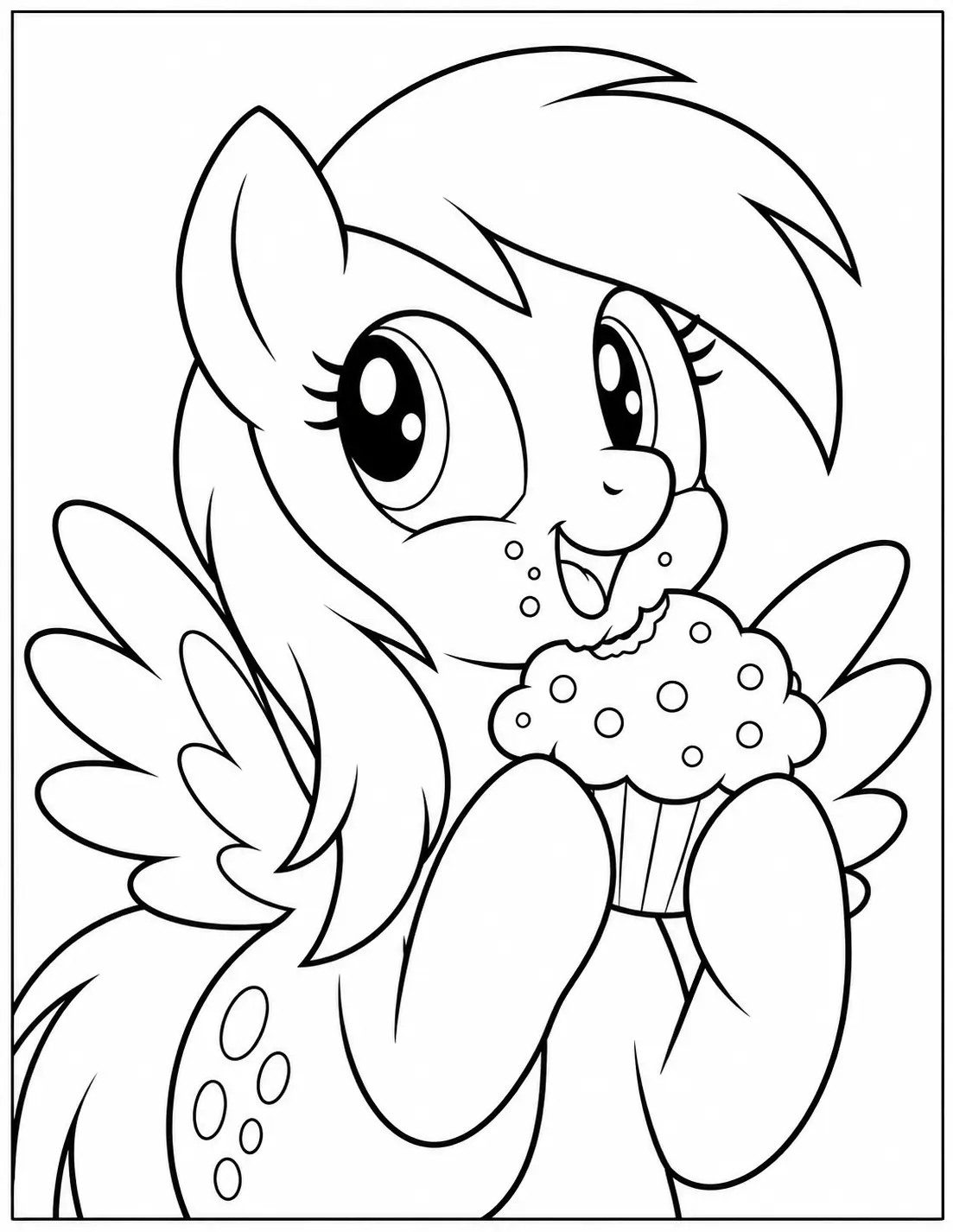 Derpy Hooves eating a muffin coloring page