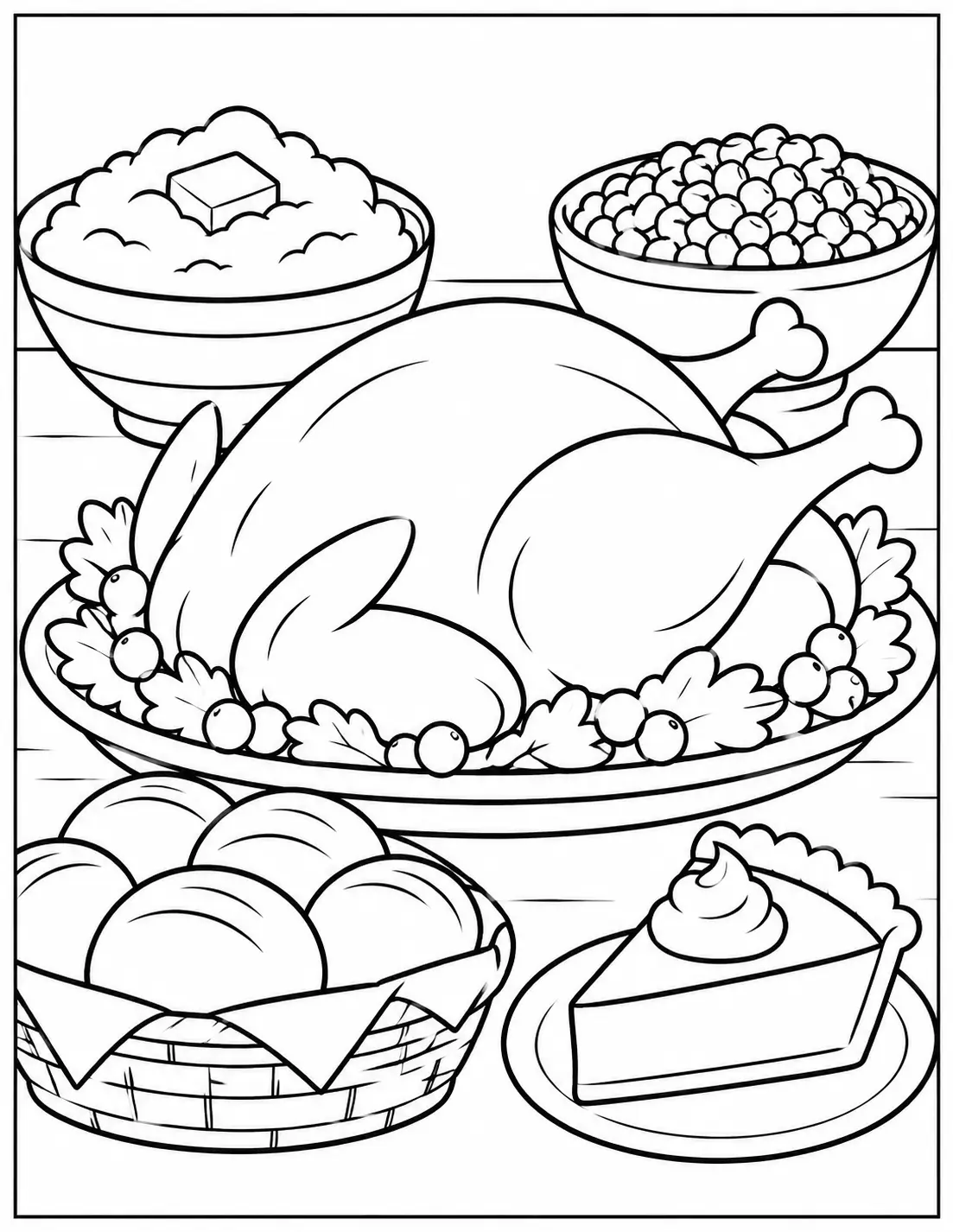 Thanksgiving feast coloring page
