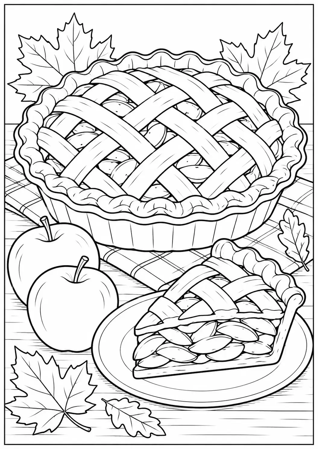 Apple pie Thanksgiving coloring page