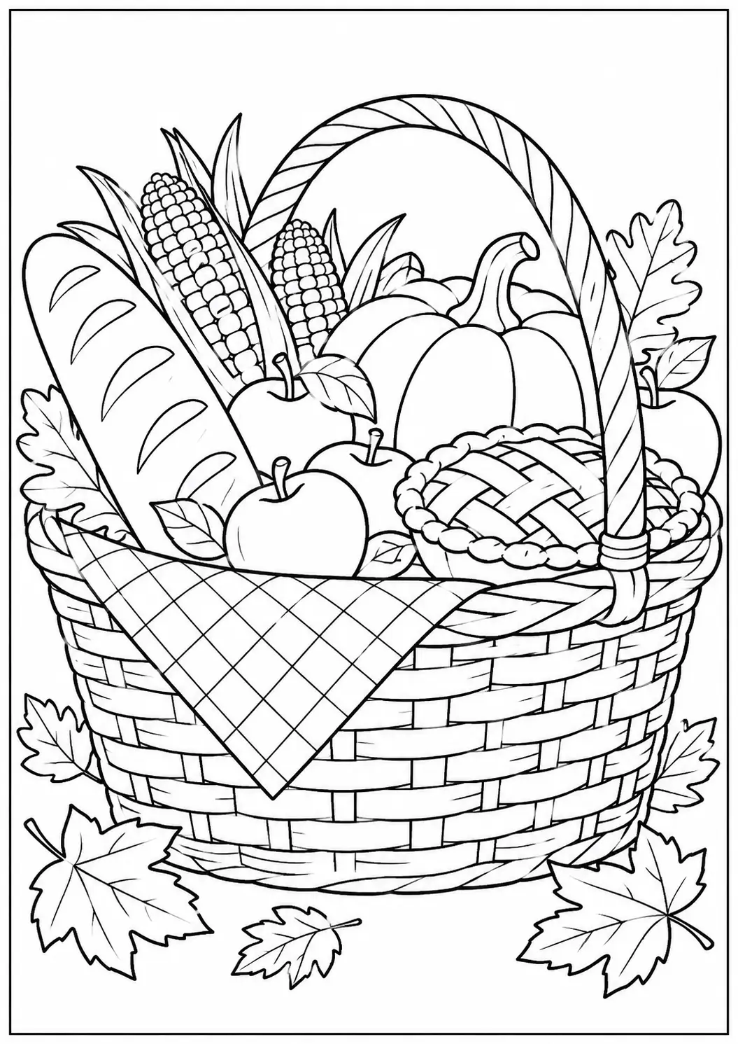 Thanksgiving picnic basket coloring page