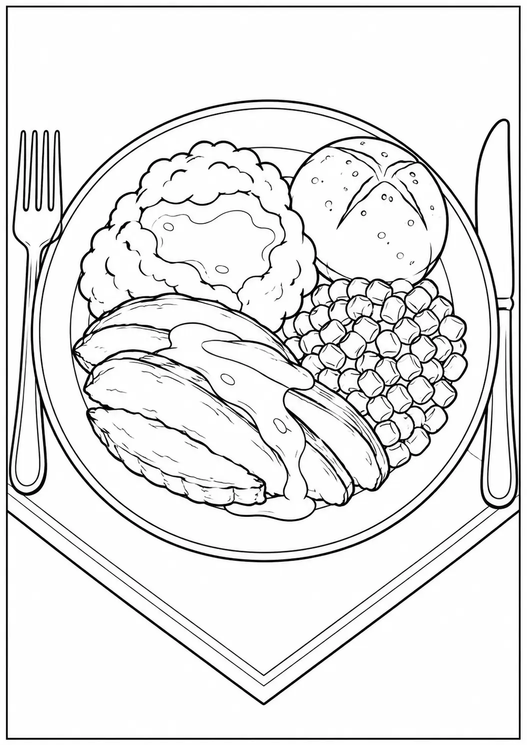 Thanksgiving dinner plate coloring page