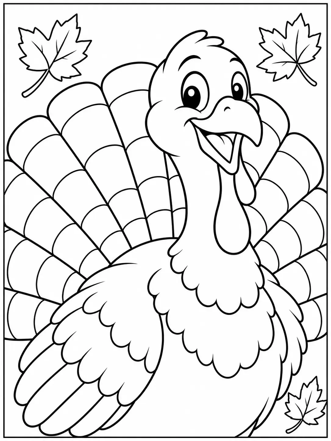 Big turkey portrait coloring page