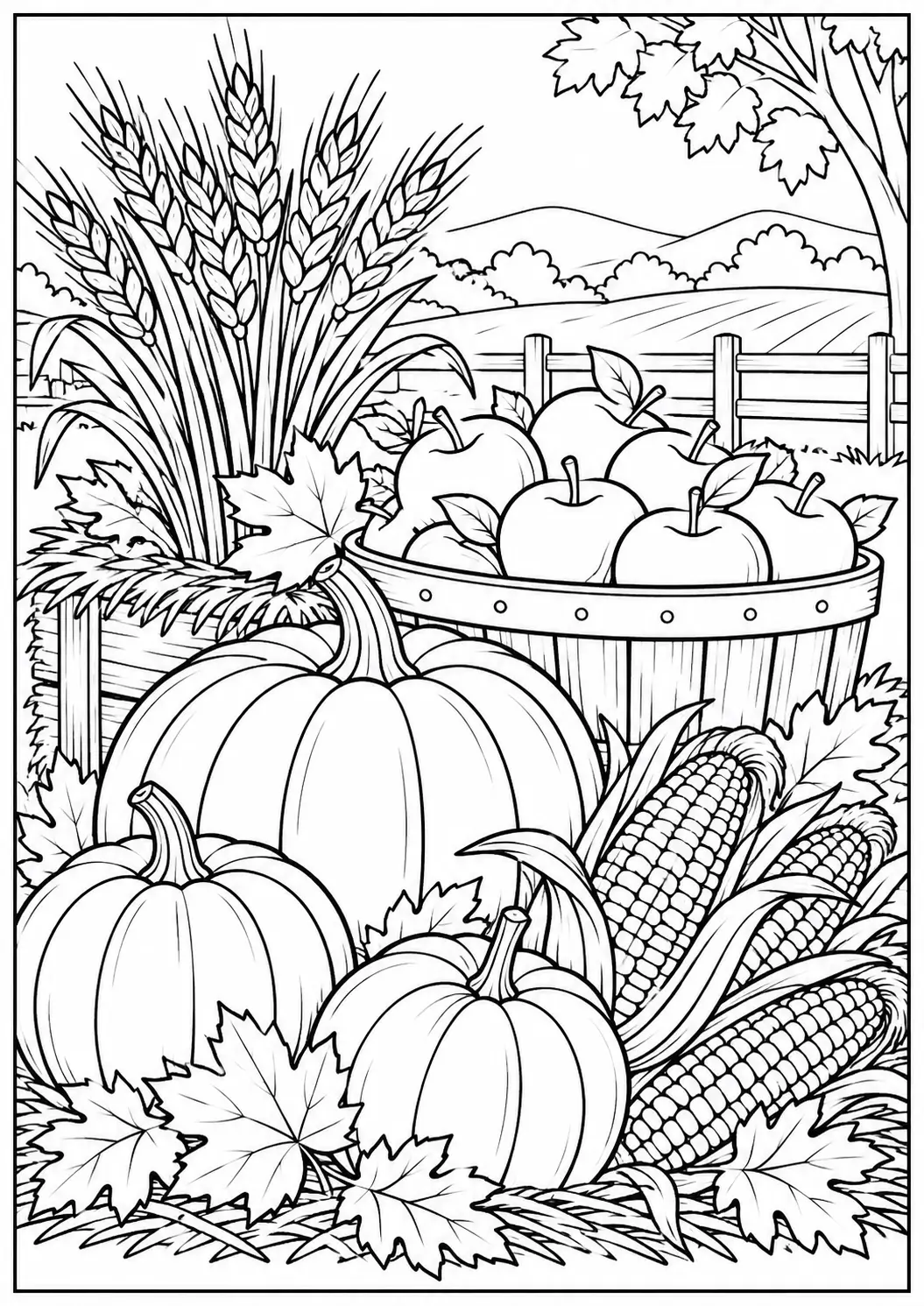 Thanksgiving harvest coloring page